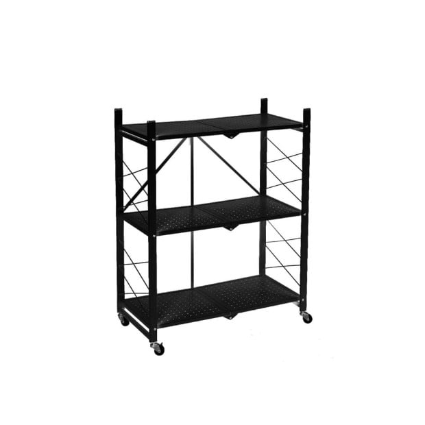 Foldable Storage Shelf Display Rack Bookcase Wheel Collapsible
