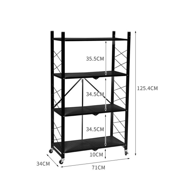 Foldable Storage Shelf Display Rack Bookshelf Wheel Collapsible Image 3