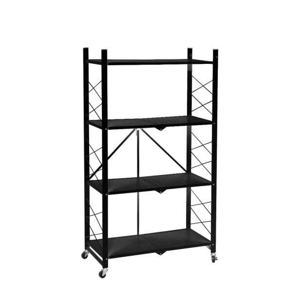 Foldable Storage Shelf Display Rack Bookshelf Wheel Collapsible