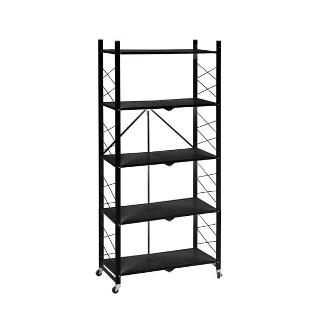 Foldable Storage Shelf Display Rack Bookshelf Wheel Collapsible