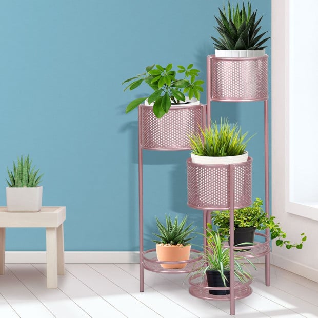 6 Tier Plant Stand Swivel Outdoor Indoor Metal Flower Shelf Rack Image 8