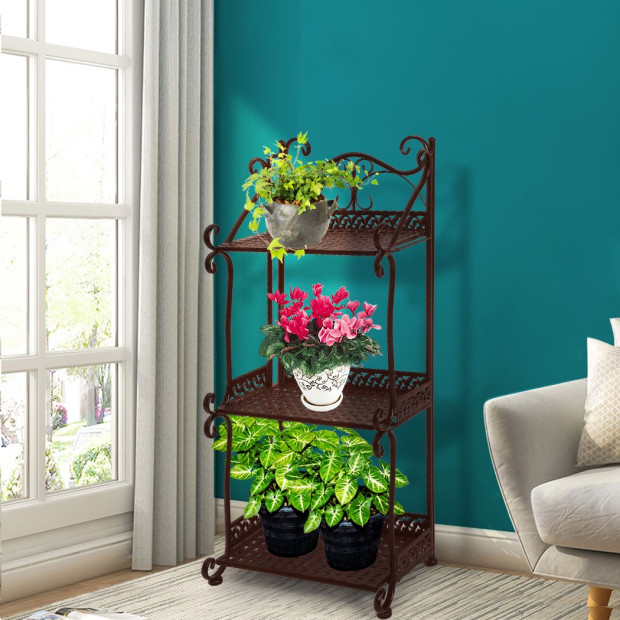 3 Tiers Plant Stand Outdoor Indoor Metal Flower Pots Rack Garden Shelf Image 7