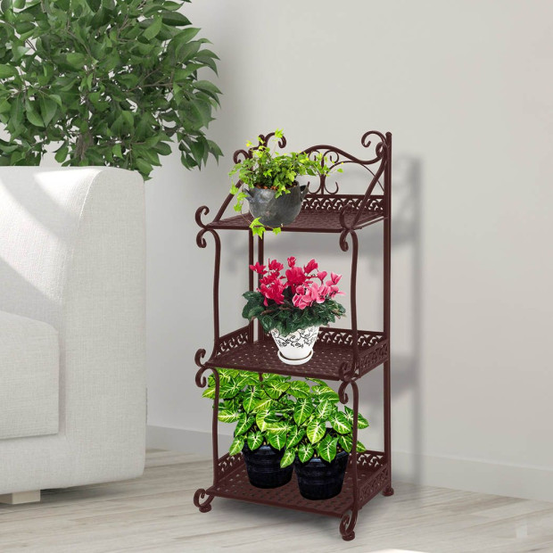 3 Tiers Plant Stand Outdoor Indoor Metal Flower Pots Rack Garden Shelf Image 8