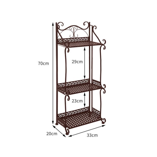 Plant Stand 3 Tier Outdoor Indoor Metal Flower Pot Rack Shelf Bronze Image 3