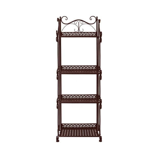 Plant Stand 4 Tiers Outdoor Indoor Metal Flower Pots Rack Shelf Bronze Image 2