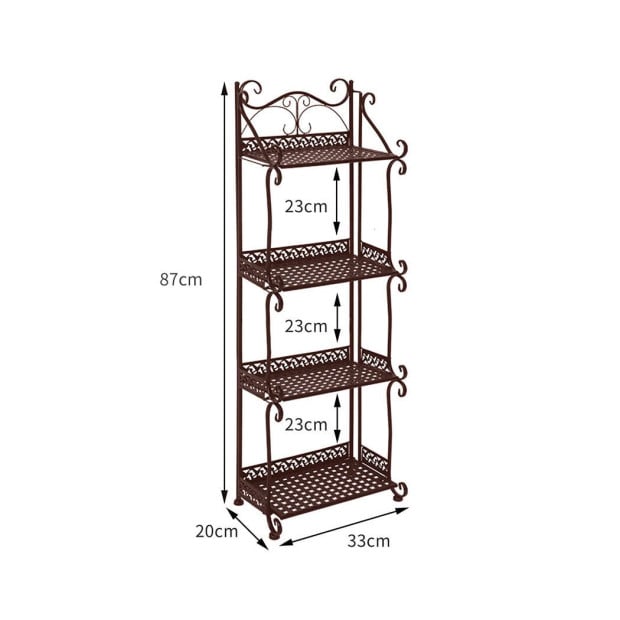 Plant Stand 4 Tiers Outdoor Indoor Metal Flower Pots Rack Shelf Bronze Image 3