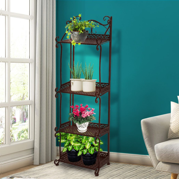 102cm Plant Stand 4 Tiers Outdoor Indoor Metal Flower Pots Rack Shelf Image 7