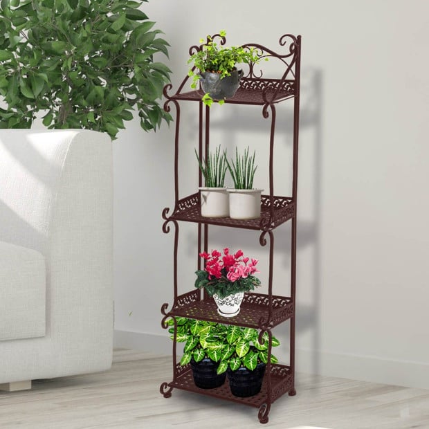102cm Plant Stand 4 Tiers Outdoor Indoor Metal Flower Pots Rack Shelf Image 8