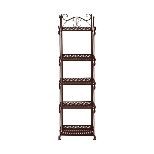 110cm Plant Stand 5 Tiers Metal Flower Pots Rack Garden Shelf Bronze Image 2