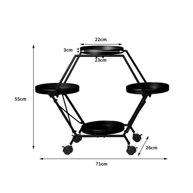 Plant Stand Metal Outdoor Indoor Garden Decor Flower Pot Rack Wheels Image 3