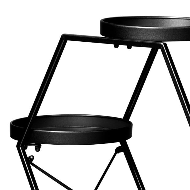 Plant Stand Metal Outdoor Indoor Garden Decor Flower Pot Rack Wheels Image 4