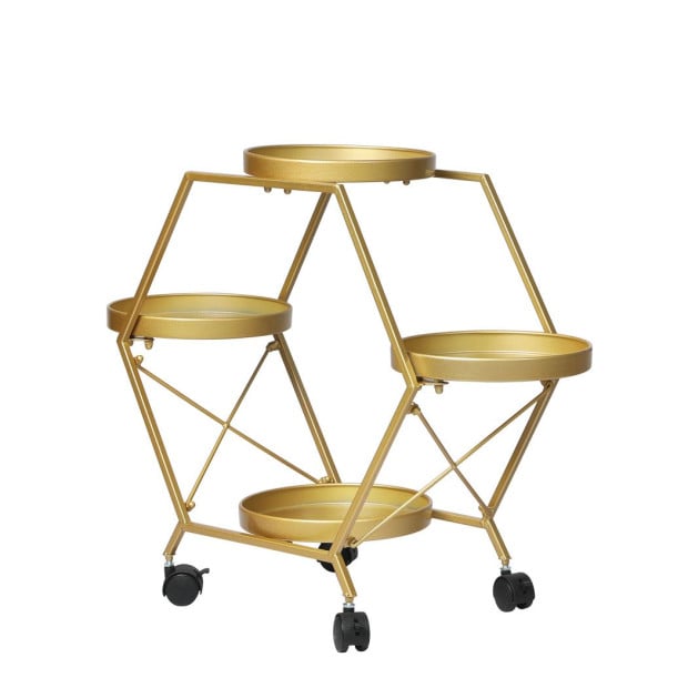 Plant Stand Metal Outdoor Indoor Garden Decor Flower Pot Rack Wheels Image 2