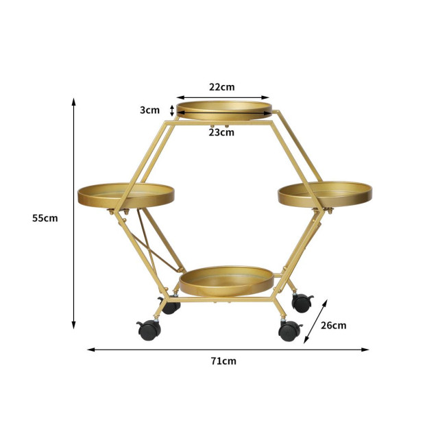Plant Stand Metal Outdoor Indoor Garden Decor Flower Pot Rack Wheels Image 3