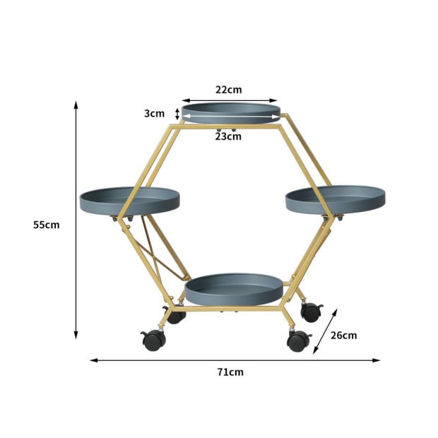 Plant Stand Metal Outdoor Indoor Garden Decor Flower Pot Rack Wheels Image 3