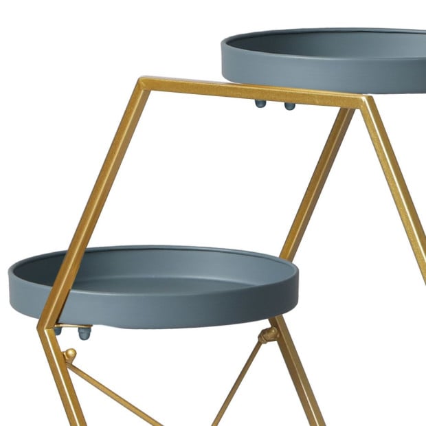Plant Stand Metal Outdoor Indoor Garden Decor Flower Pot Rack Wheels Image 4