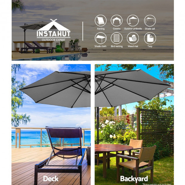 3M Outdoor Furniture Garden Umbrella Grey Image 3