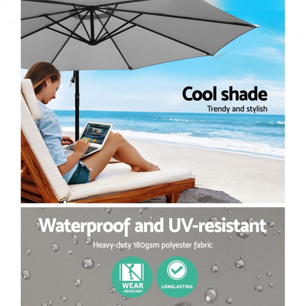 3M Outdoor Furniture Garden Umbrella Grey Image 5