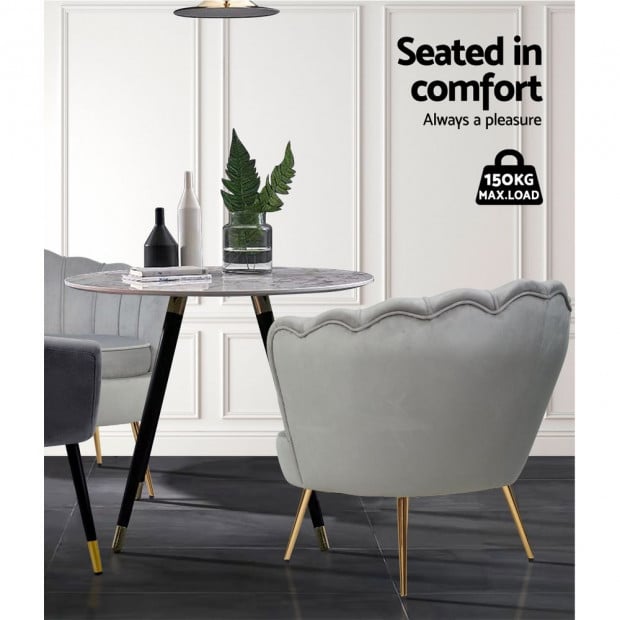 Armchair Lounge Chair Accent Armchairs Retro Single Sofa Velvet Grey Image 4