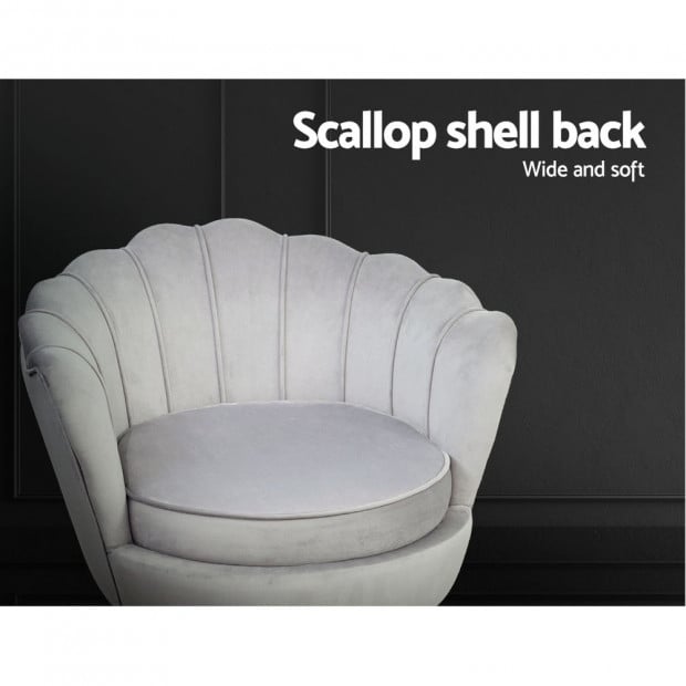 Armchair Lounge Chair Accent Armchairs Retro Single Sofa Velvet Grey Image 5