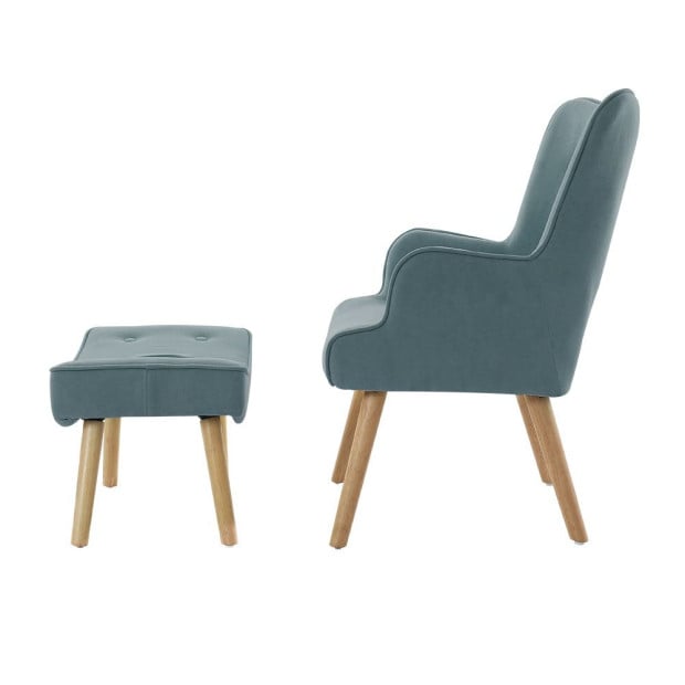 Armchair Lounge Chair Ottoman Accent Armchairs Sofa Fabric Chairs Blue Image 4