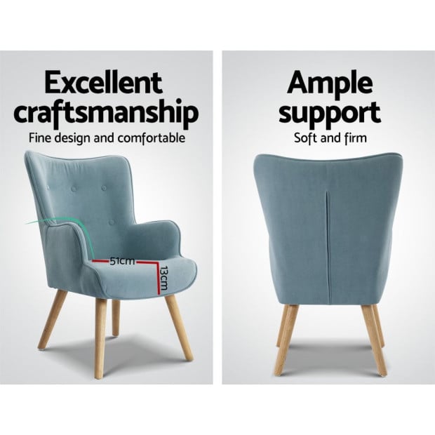 Armchair Lounge Chair Ottoman Accent Armchairs Sofa Fabric Chairs Blue Image 6