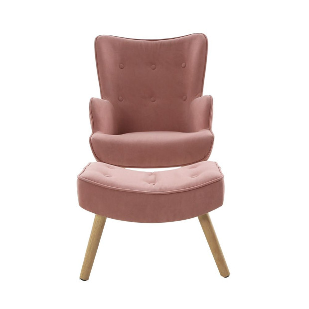 Armchair Lounge Chair Ottoman Accent Armchairs Sofa Fabric Chairs Pink Image 3