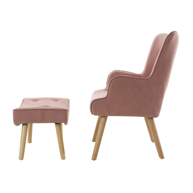 Armchair Lounge Chair Ottoman Accent Armchairs Sofa Fabric Chairs Pink Image 4