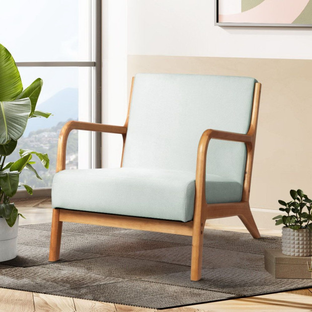 Armchair Lounge Chair Accent Armchairs Couch Sofa Bedroom Grey Wood Image 8