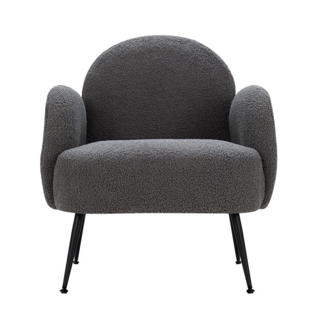 Armchair Lounge Chair Accent Arm Sherpa Boucle Charcoal Image 3
