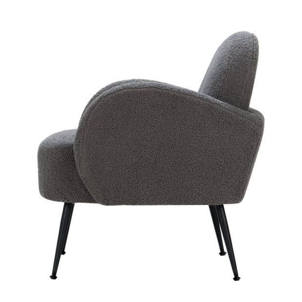 Armchair Lounge Chair Accent Arm Sherpa Boucle Charcoal Image 4