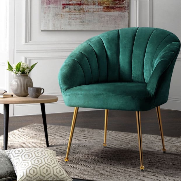 Armchair Lounge Chair Accent Armchairs Chairs Velvet Sofa Green Couch Image 8