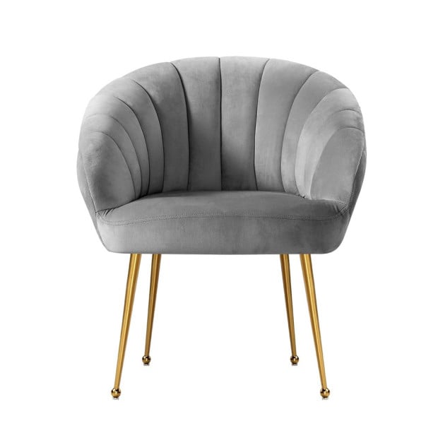 Armchair Lounge Chair Accent Grey Velvet Sofa Couch Image 3