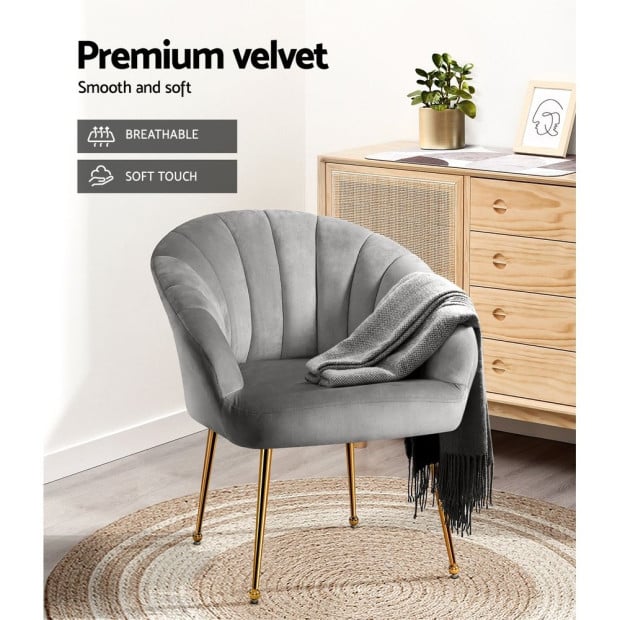 Armchair Lounge Chair Accent Grey Velvet Sofa Couch Image 5