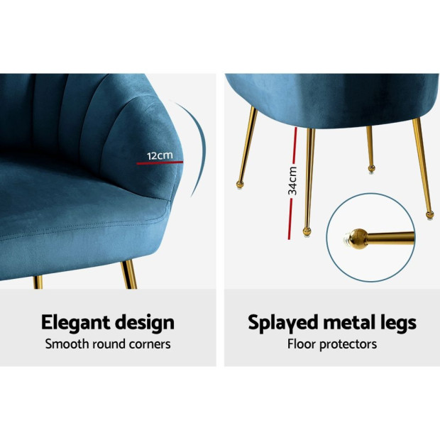 Armchair Lounge Chair Armchairs Accent Chairs Navy Blue Velvet Sofa Image 7