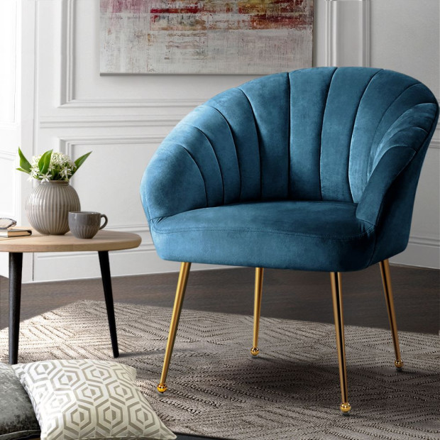 Armchair Lounge Chair Armchairs Accent Chairs Navy Blue Velvet Sofa Image 8