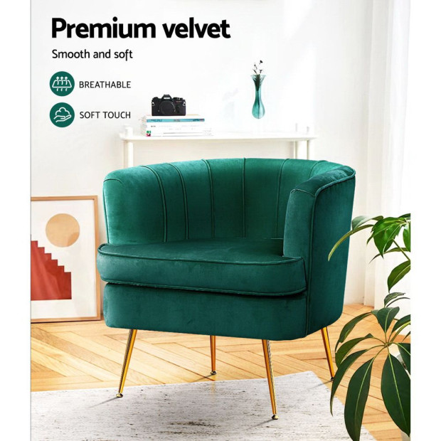 Armchair Lounge Accent Chair Armchairs Sofa Chairs Velvet Green Couch Image 5