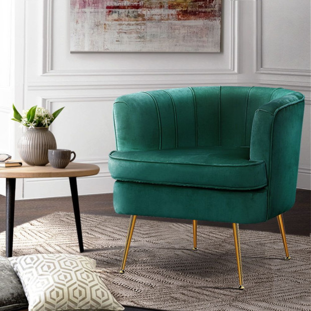 Armchair Lounge Accent Chair Armchairs Sofa Chairs Velvet Green Couch Image 8