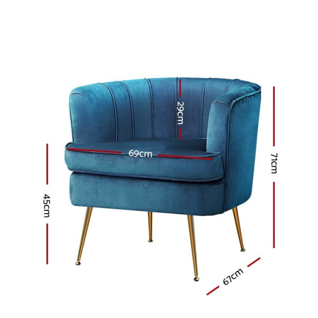 Armchair Lounge Chair Accent Armchairs Sofa Chairs Velvet Navy Blue Image 2