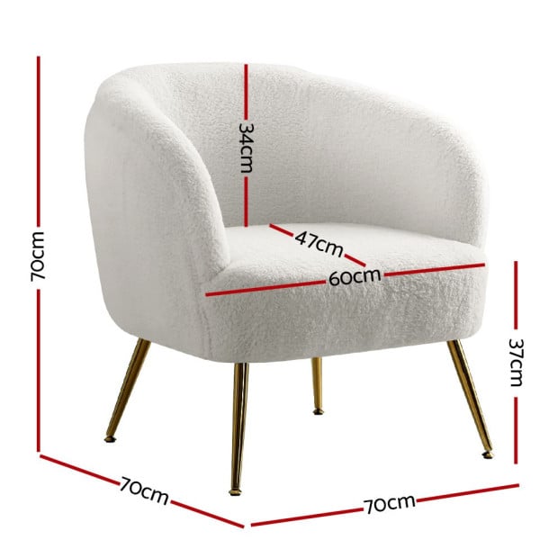 Armchair Lounge Chair Accent Chairs Armchairs Sherpa Boucle Sofa White Image 2