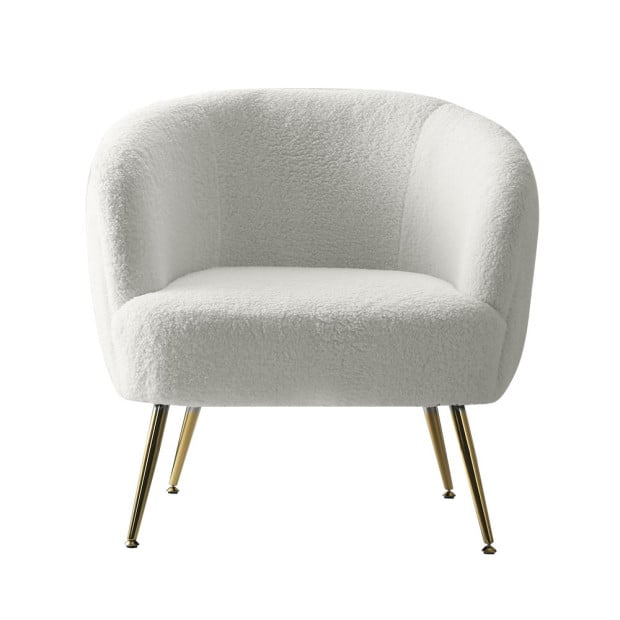 Armchair Lounge Chair Accent Chairs Armchairs Sherpa Boucle Sofa White Image 3
