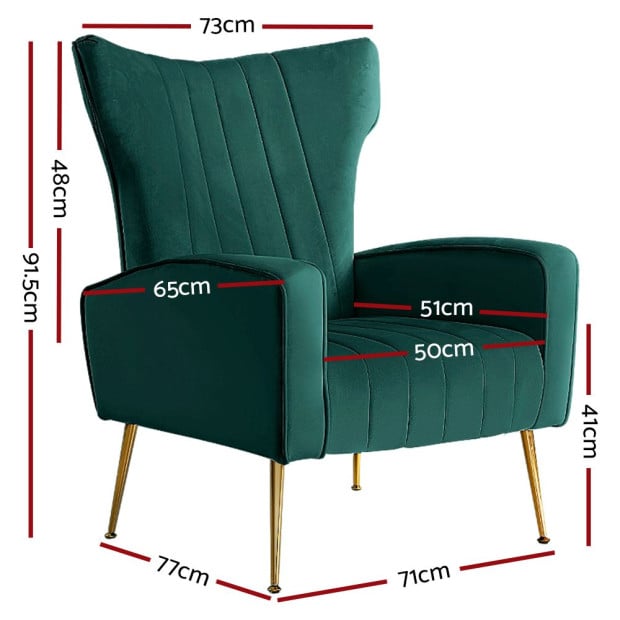 Armchair Lounge Chairs Accent Velvet Sofa Chair Green Seat Image 2