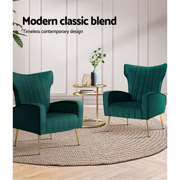 Armchair Lounge Chairs Accent Velvet Sofa Chair Green Seat Image 5