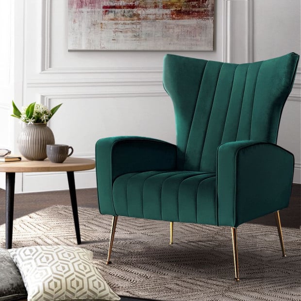 Armchair Lounge Chairs Accent Velvet Sofa Chair Green Seat Image 8