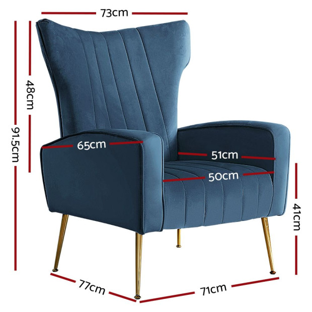 Armchair Lounge Accent Chairs Armchairs Chair Velvet Sofa Navy Blue Image 2