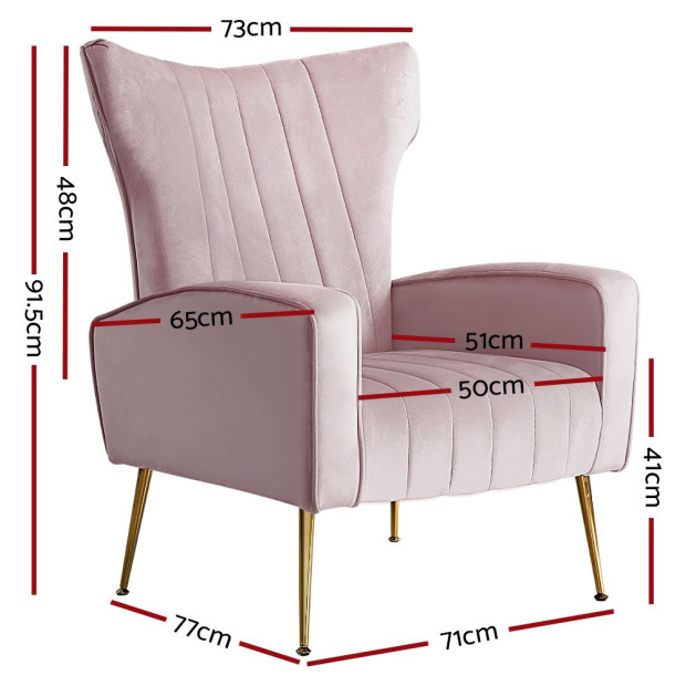 Armchair Lounge Chair Accent Armchairs Chairs Velvet Sofa Pink Seat Image 2