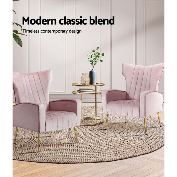 Armchair Lounge Chair Accent Armchairs Chairs Velvet Sofa Pink Seat Image 5