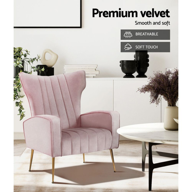 Armchair Lounge Chair Accent Armchairs Chairs Velvet Sofa Pink Seat Image 6