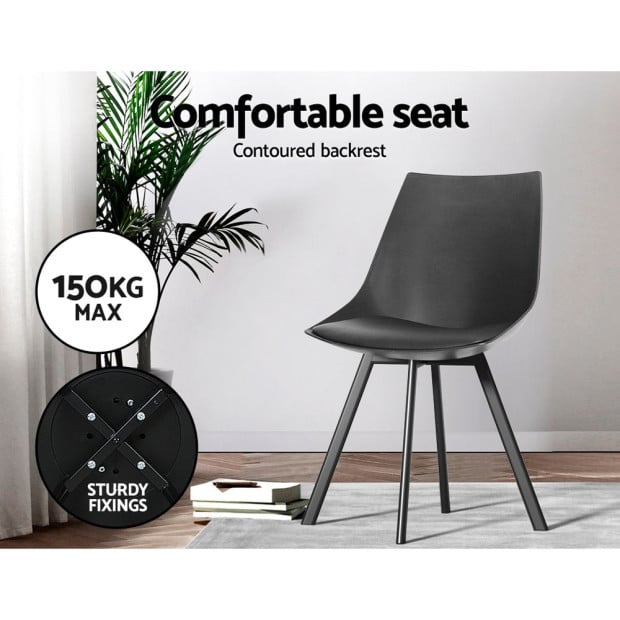 2x Lylette Dining Chairs Cafe Chairs Pu Leather Padded Seat Black Image 5