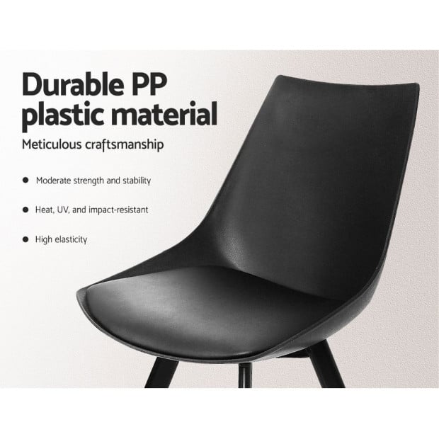 2x Lylette Dining Chairs Cafe Chairs Pu Leather Padded Seat Black Image 6