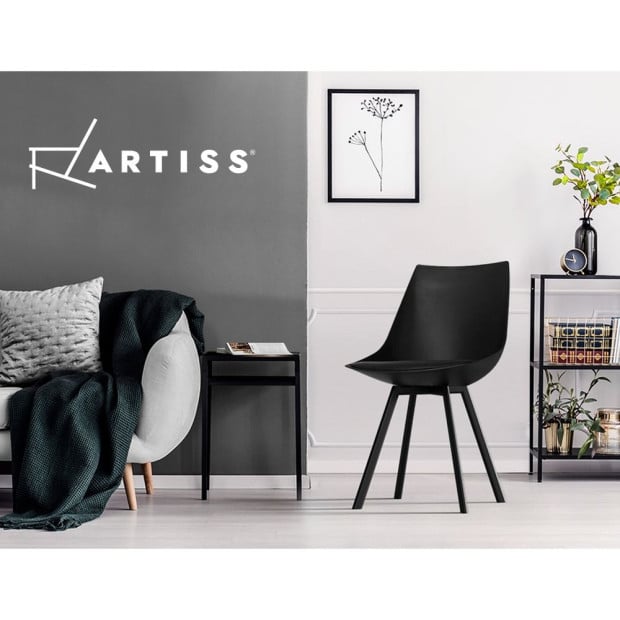 2x Lylette Dining Chairs Cafe Chairs Pu Leather Padded Seat Black Image 8